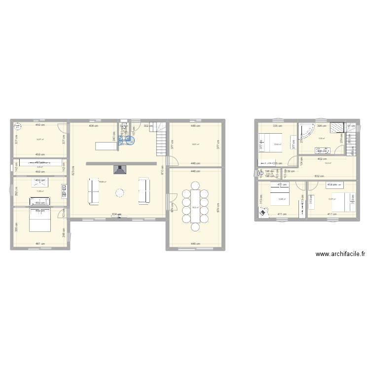 PROJET. Plan de 13 pièces et 226 m2