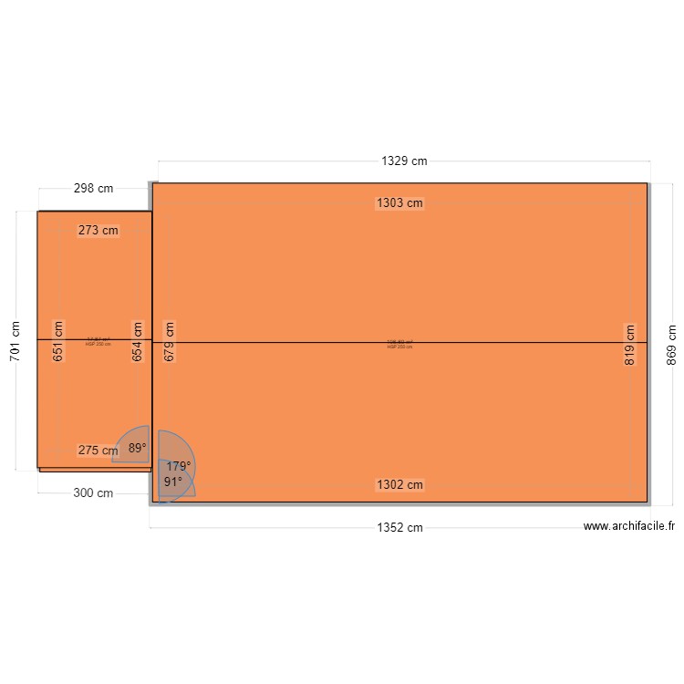 VUE DE DESSUS. Plan de 2 pièces et 125 m2