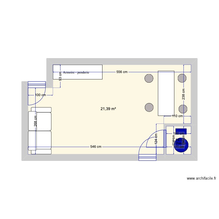 Cave. Plan de 2 pièces et 23 m2