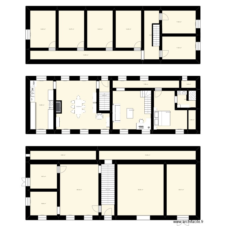 MAISON BLANCHELANDE. Plan de 25 pièces et 353 m2