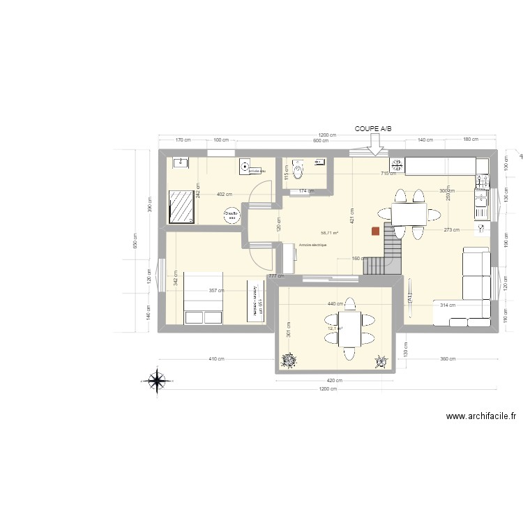 maison MEUSSIA.V2.2. Plan de 4 pièces et 134 m2