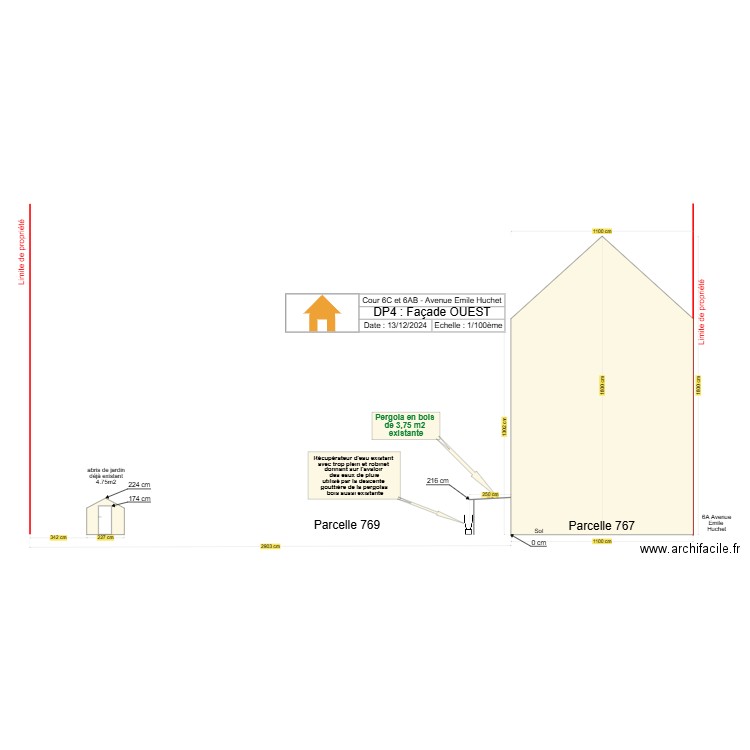 Façade Ouest Toit terrasse avant Travaux. Plan de 0 pièce et 0 m2