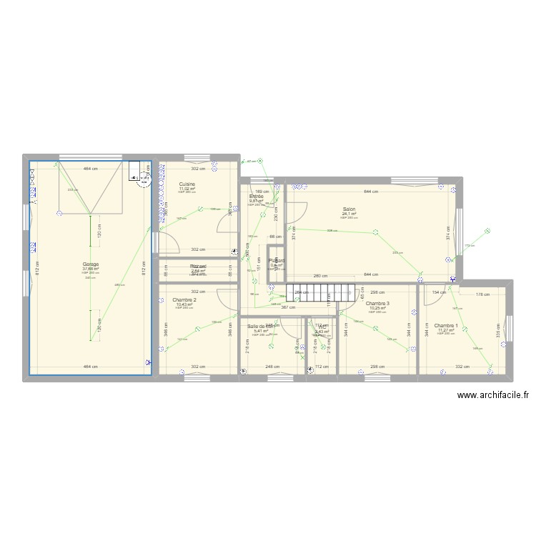 DRIDI Hedy réseaux. Plan de 15 pièces et 214 m2