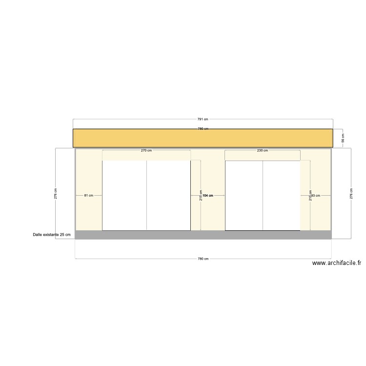 Facade Extension. Plan de 1 pièce et 19 m2