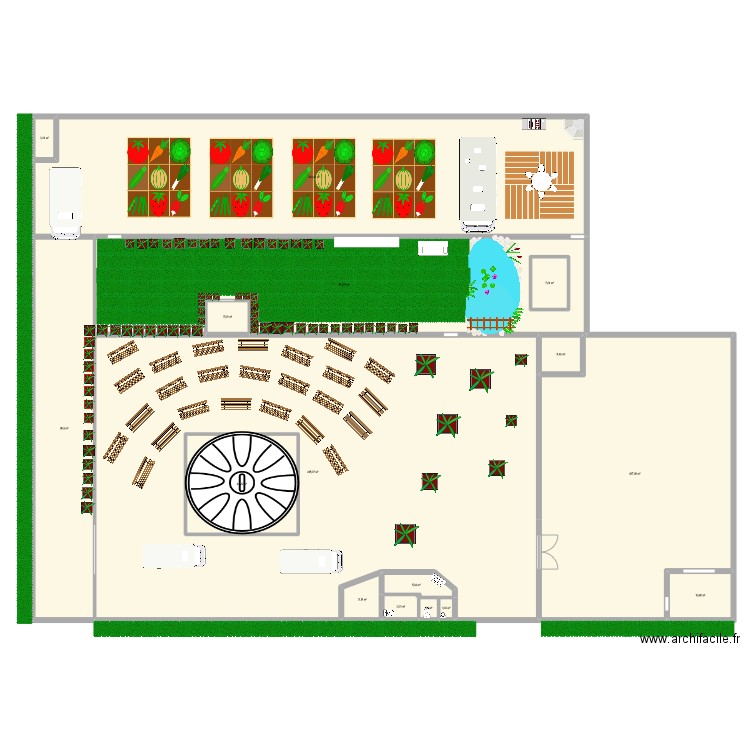 Terrain 1100M2. Plan de 16 pièces et 1241 m2