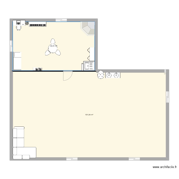 Plan Malo. Plan de 3 pièces et 264 m2