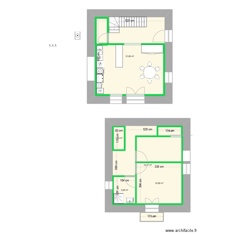 mouche. Plan de 7 pièces et 79 m2