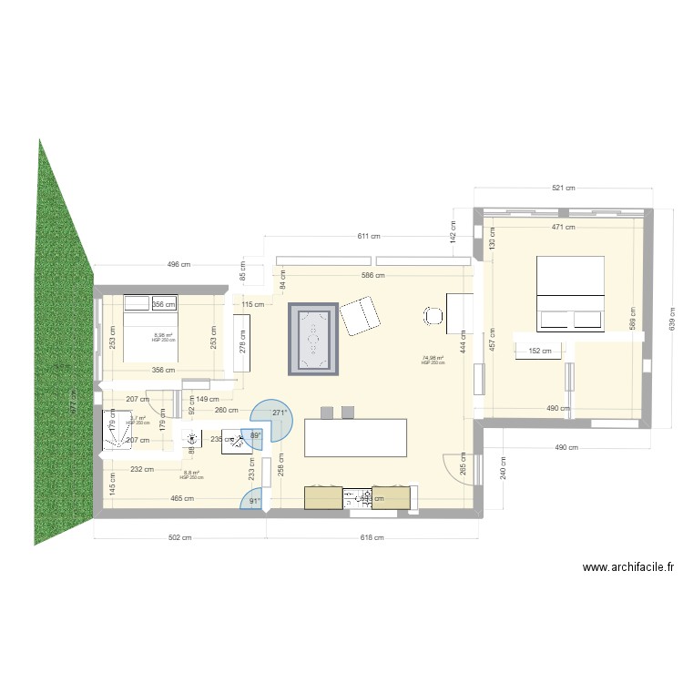 maison pat. Plan de 4 pièces et 96 m2