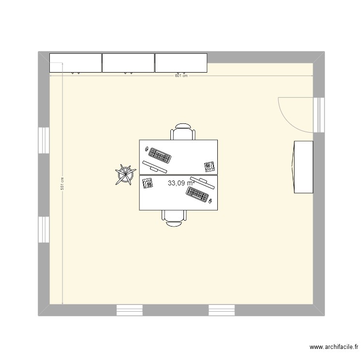 Bureau ORCQ. Plan de 1 pièce et 33 m2