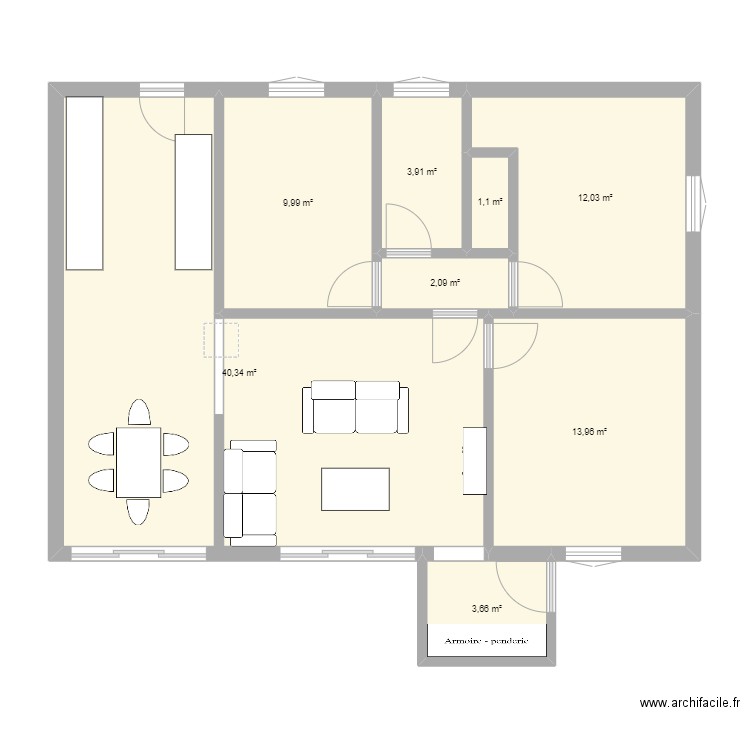 PROJET 24 40. Plan de 8 pièces et 87 m2