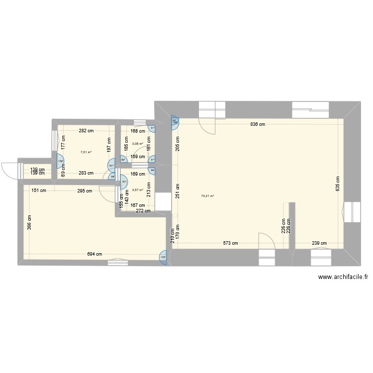 Salles. Plan de 5 pièces et 89 m2