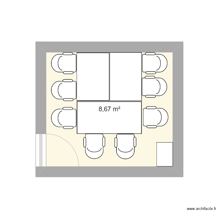 Salle réunion GATM. Plan de 1 pièce et 9 m2