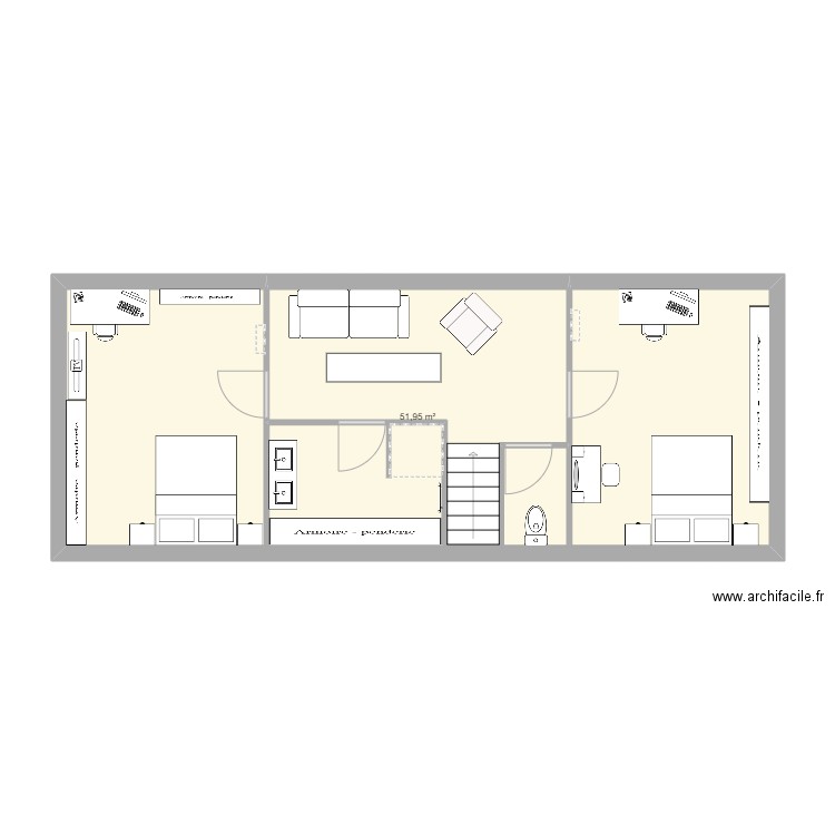 combles E&C. Plan de 1 pièce et 52 m2