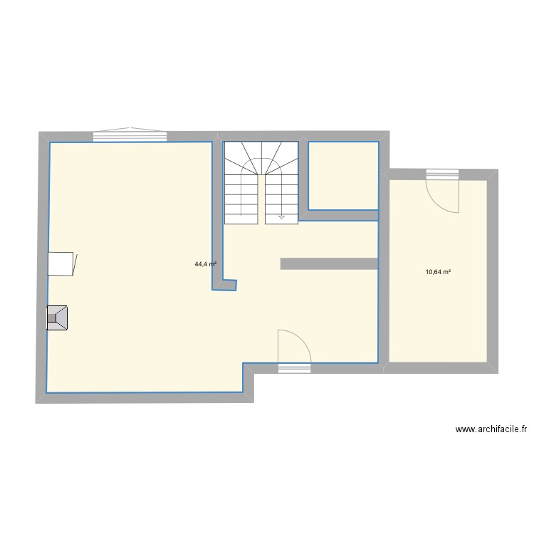 Merignac. Plan de 2 pièces et 55 m2