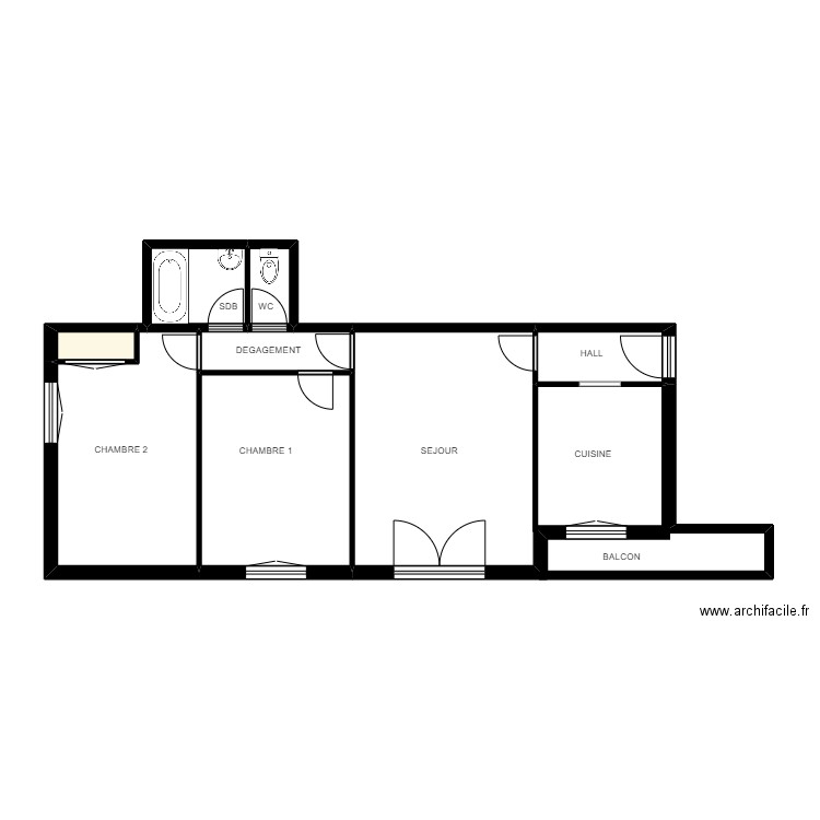 SORBIER APPARTEMENT PROJET 1. Plan de 7 pièces et 32 m2