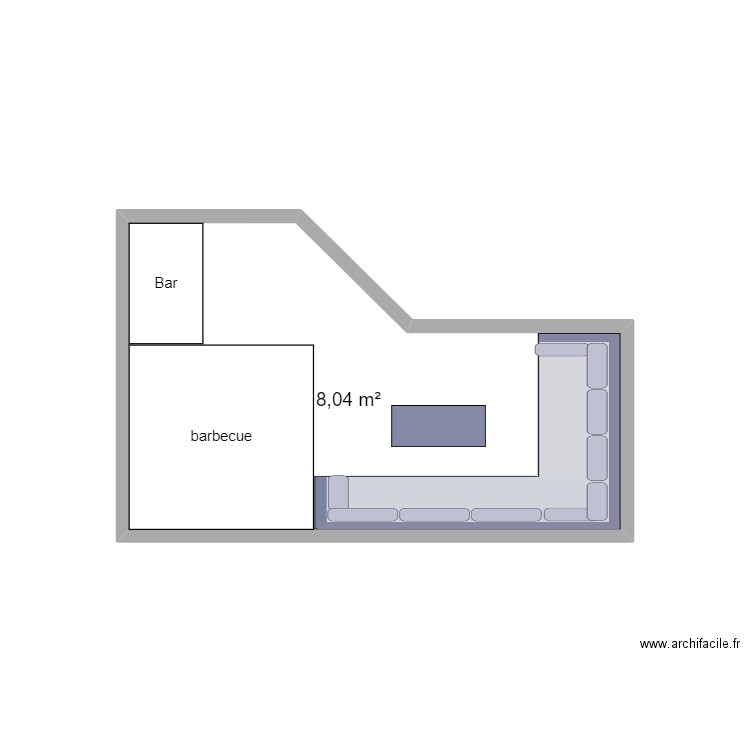 terrasse plan toiture . Plan de 1 pièce et 8 m2