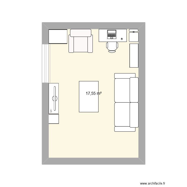 SAM. Plan de 1 pièce et 18 m2