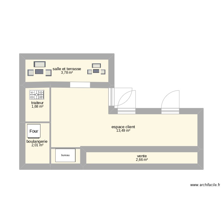 g. Plan de 5 pièces et 24 m2