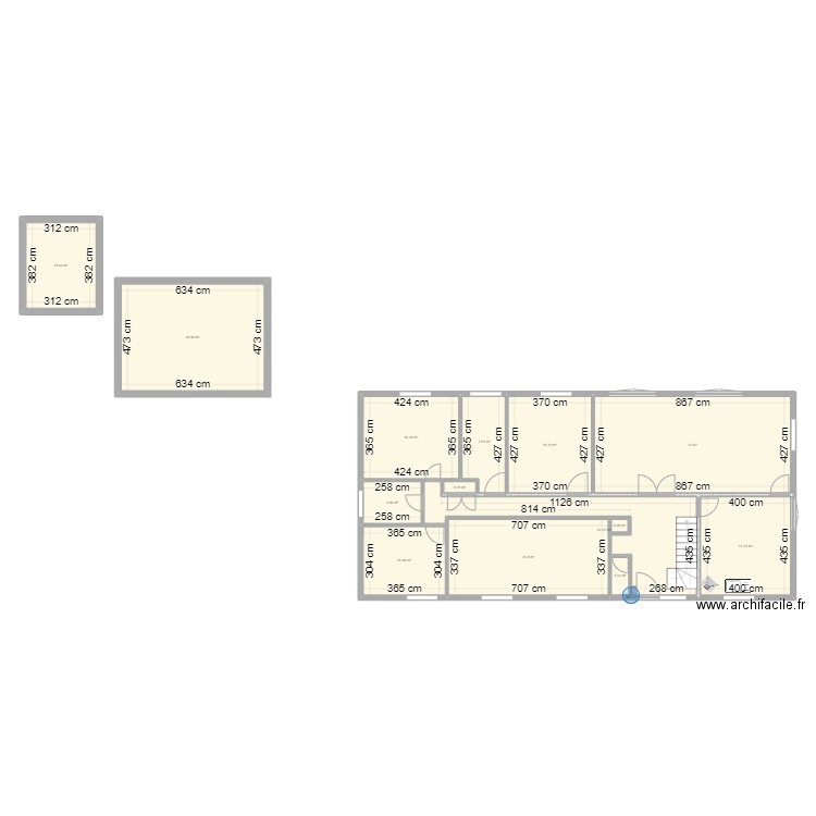 test coteau 2. Plan de 14 pièces et 200 m2