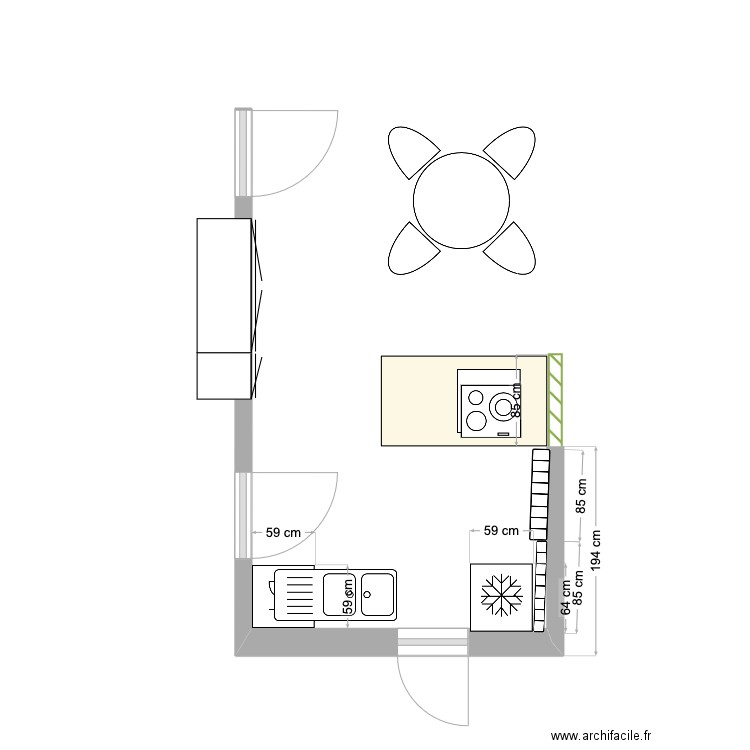 Cuisine. Plan de 0 pièce et 0 m2