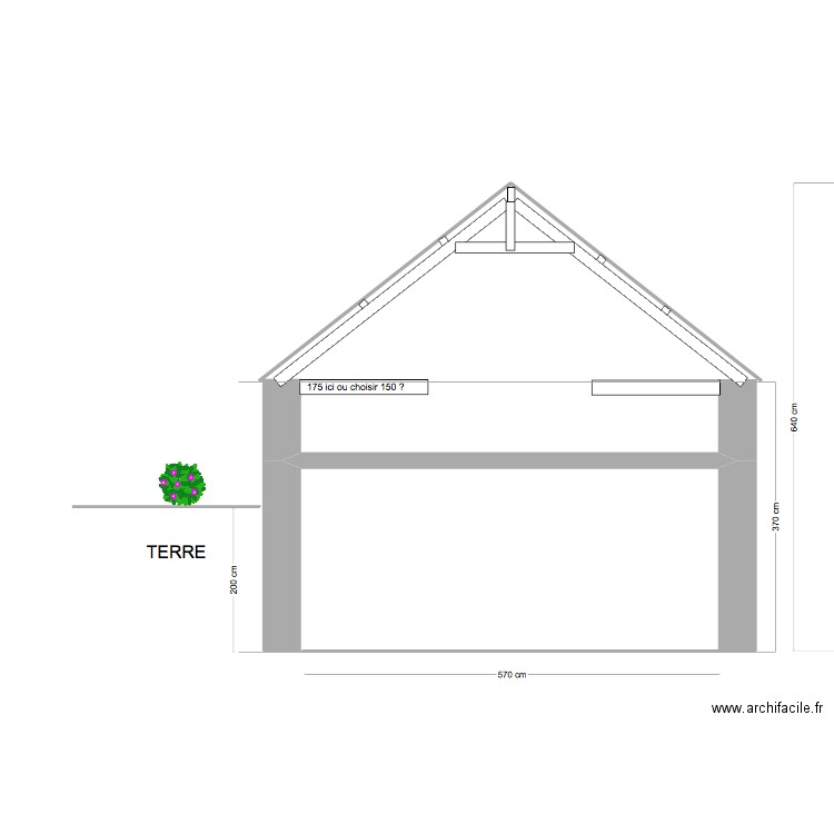 Profil avec ferme coupée . Plan de 0 pièce et 0 m2