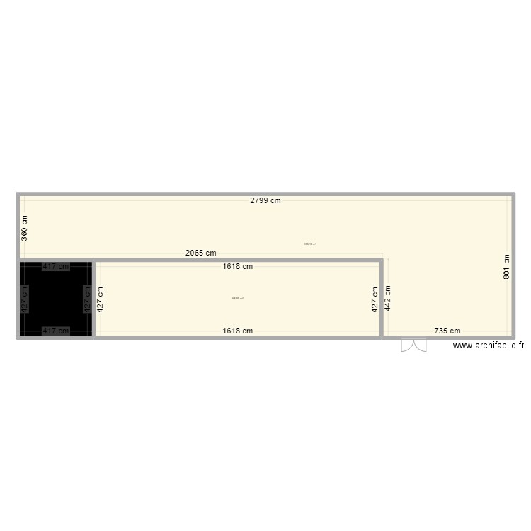 stockage. Plan de 3 pièces et 220 m2