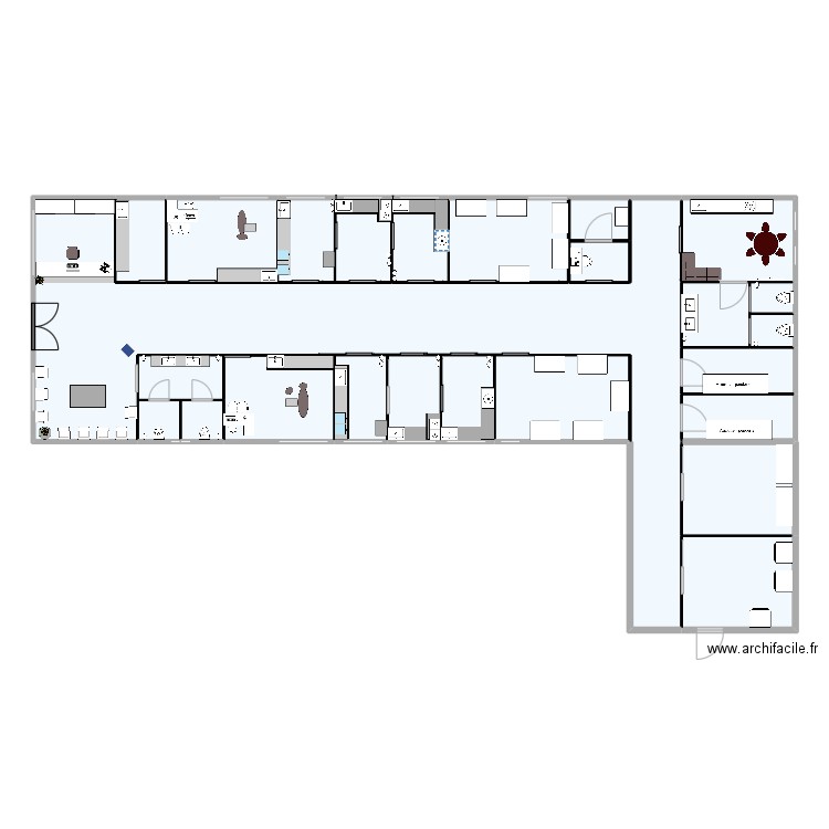 Cabinet dentaire . Plan de 23 pièces et 189 m2