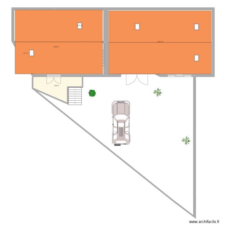 Grange et maison plan aérien 2. Plan de 0 pièce et 0 m2