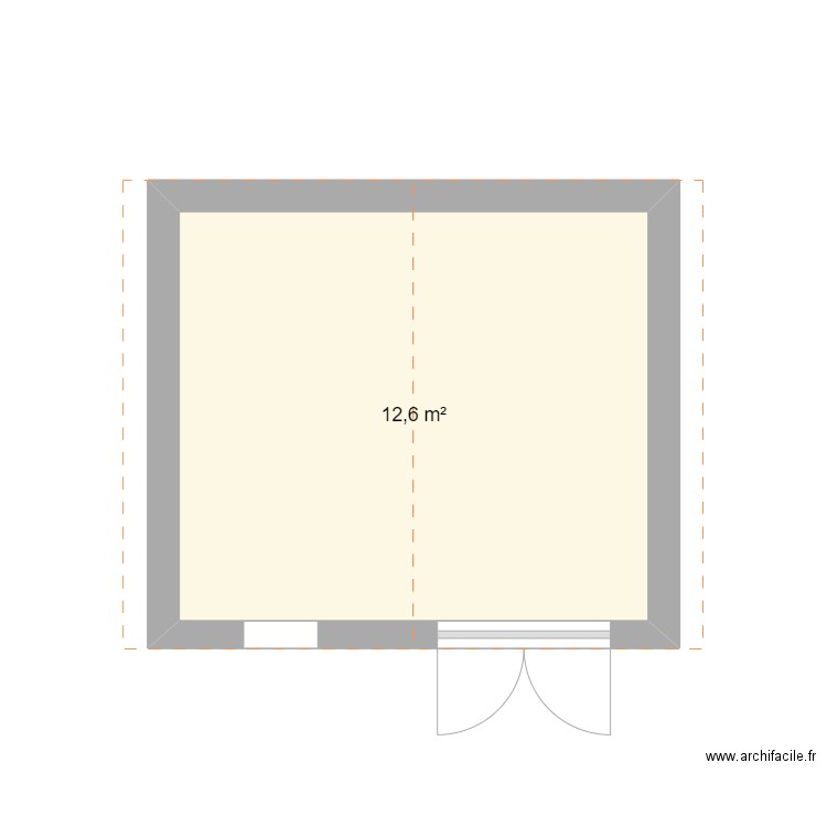 abri. Plan de 1 pièce et 13 m2