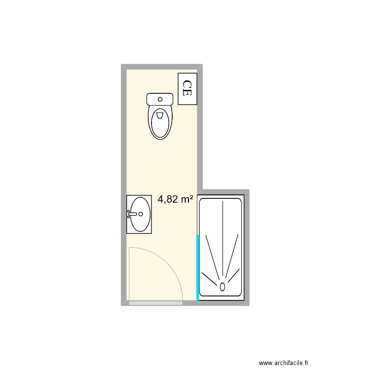 SDB1 - Plan 1 pièce 5 m2 dessiné par Kalindrogo