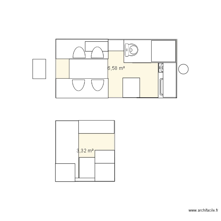 plan1. Plan de 2 pièces et 10 m2