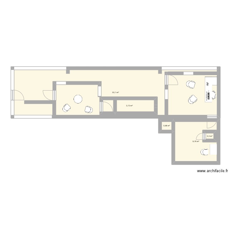 Châteauroux V2. Plan de 5 pièces et 75 m2