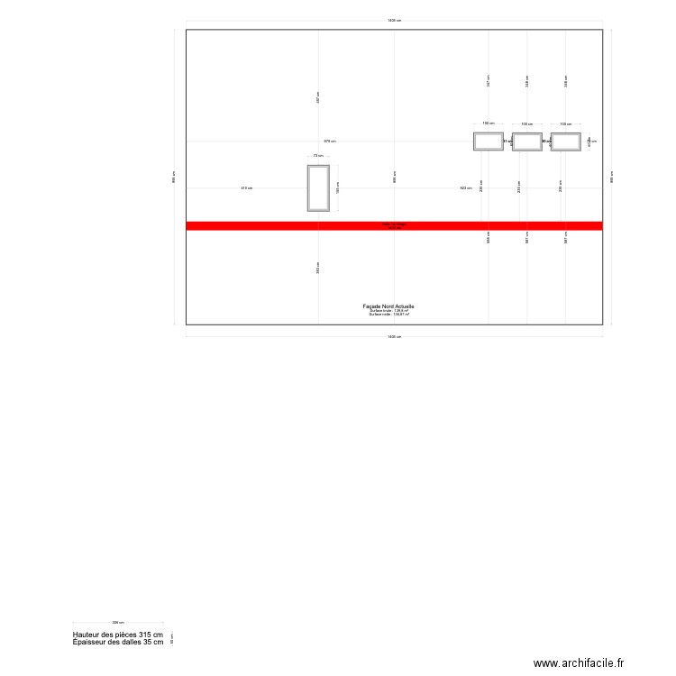 Facade nord . Plan de 0 pièce et 0 m2