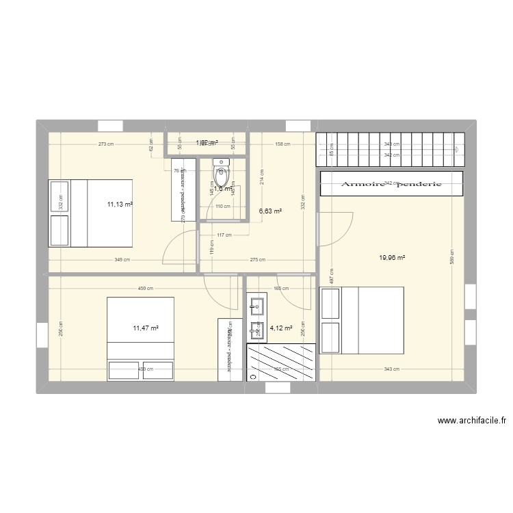 arcenciel. Plan de 7 pièces et 56 m2