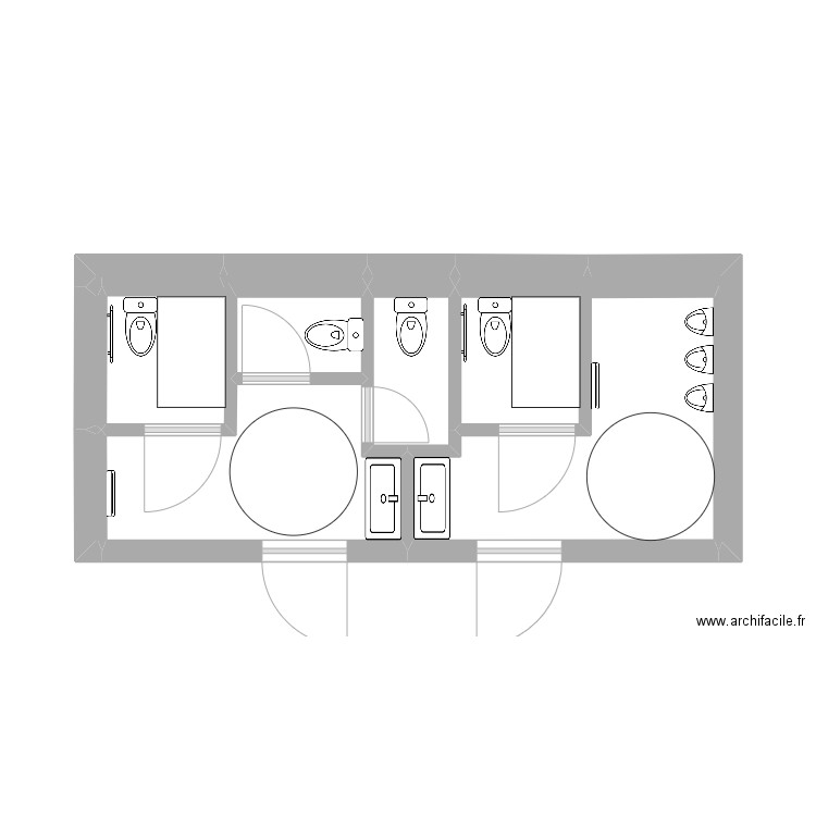 PLAN SANITAIRES - APRES TRAVAUX. Plan de 0 pièce et 0 m2