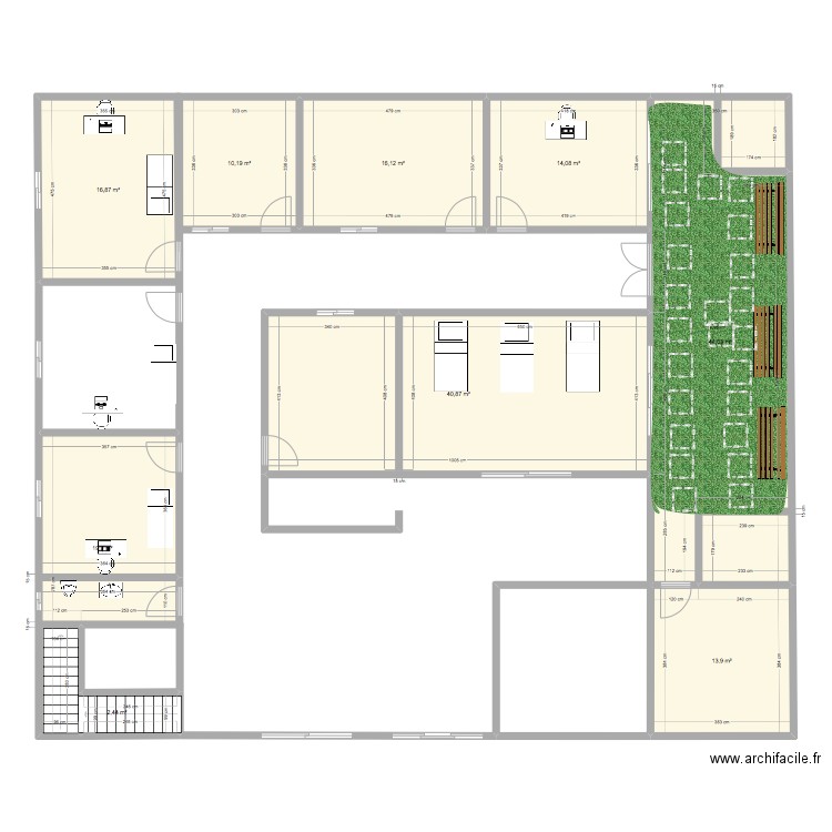 CARDIOLAB1. Plan de 9 pièces et 178 m2