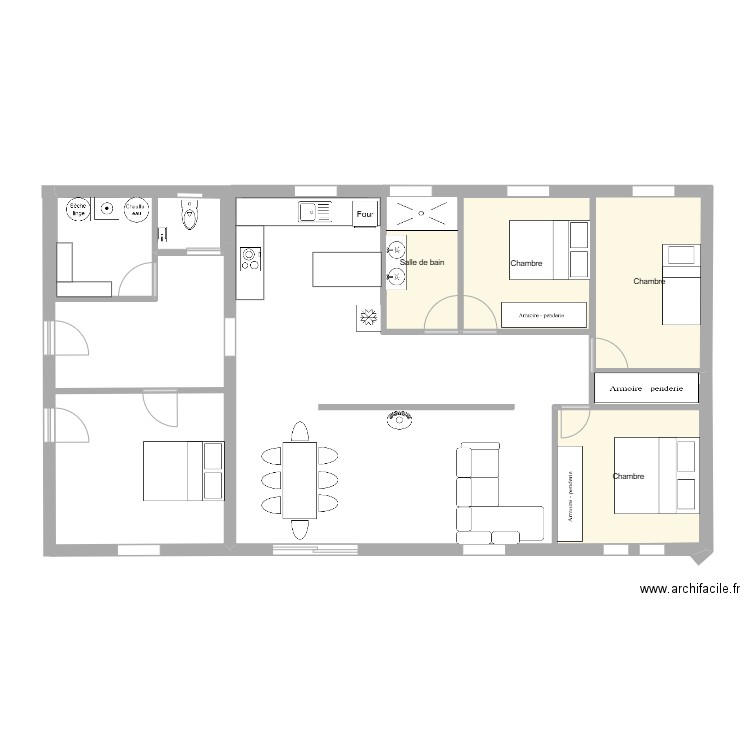 Maison. Plan de 4 pièces et 36 m2