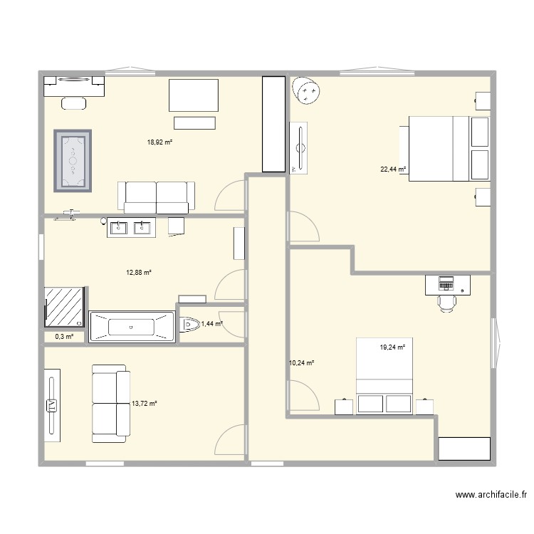 Etage_2. Plan de 8 pièces et 99 m2