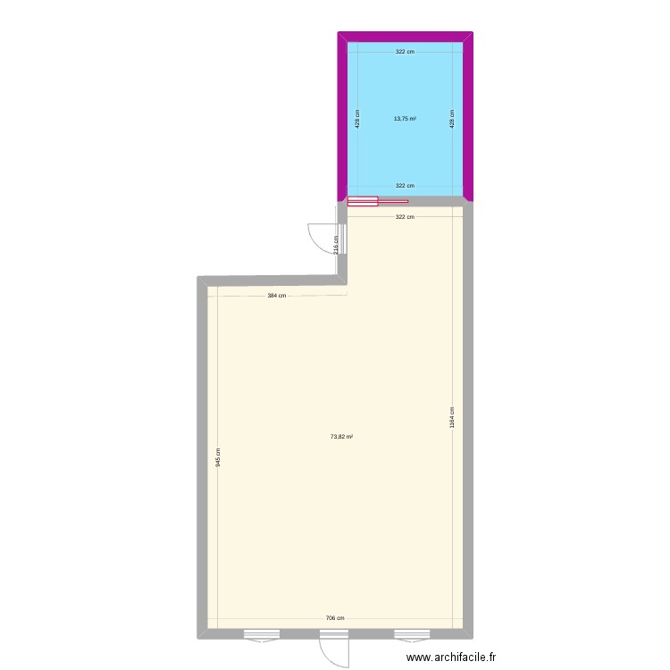 plan maison. Plan de 2 pièces et 88 m2