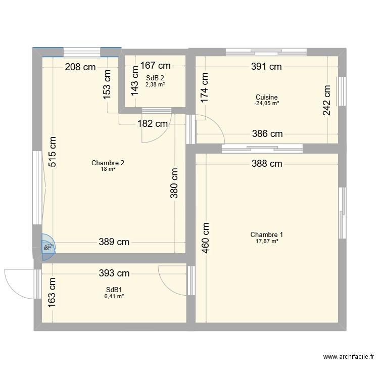 Appartement 55 Agrade 2. Plan de 5 pièces et 54 m2