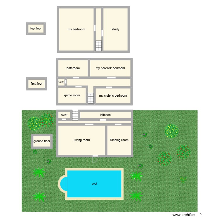 my dream house. Plan de 17 pièces et 172 m2