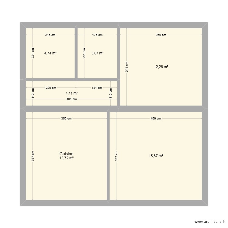 Maison mamie plan. Plan de 6 pièces et 55 m2