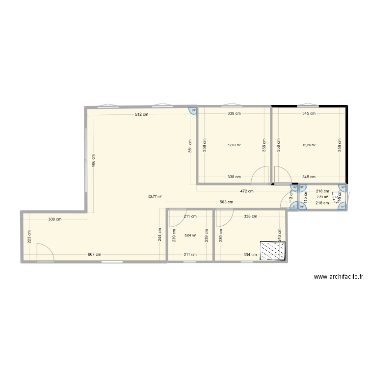 container1. Plan de 5 pièces et 85 m2