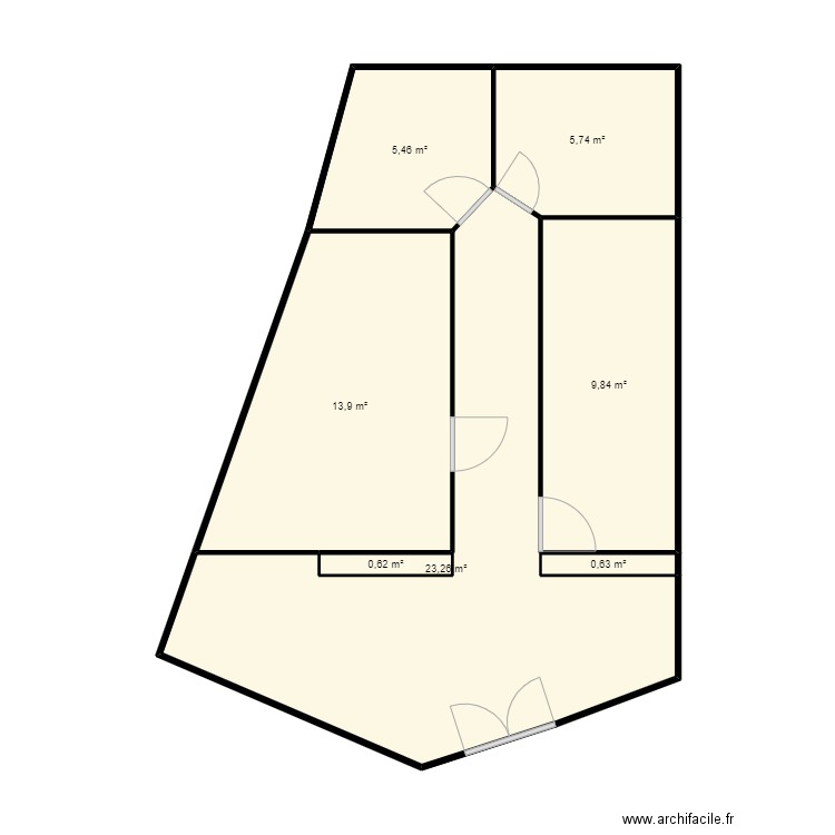 Institut. Plan de 7 pièces et 59 m2