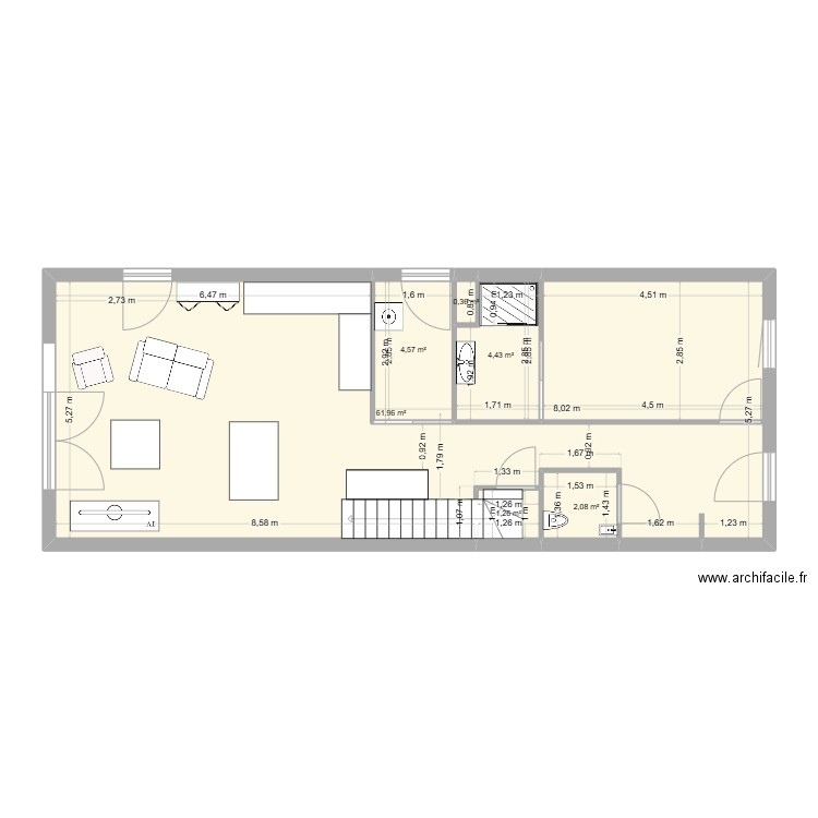 Vincent2. Plan de 6 pièces et 75 m2