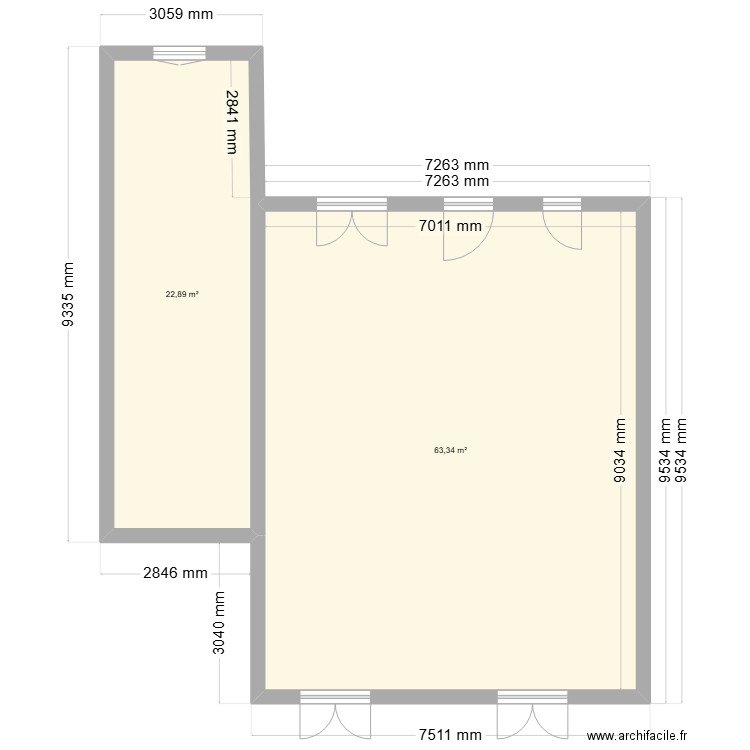 projet garage 2025. Plan de 2 pièces et 86 m2