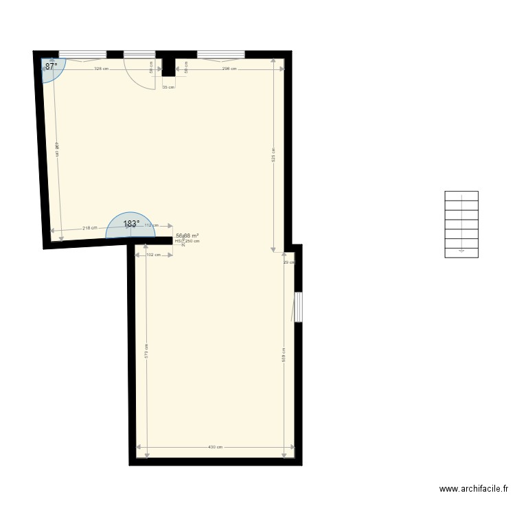 Evrard plan structure2. Plan de 1 pièce et 57 m2