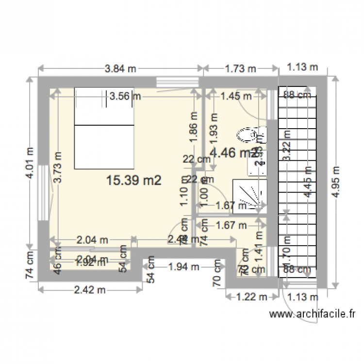 chambre 1au 1er étage. Plan de 0 pièce et 0 m2