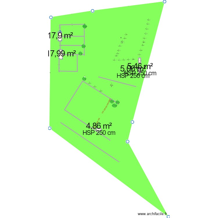 TERRAIN. Plan de 5 pièces et 51 m2