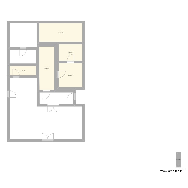 Nyantende Brouillion1. Plan de 6 pièces et 39 m2